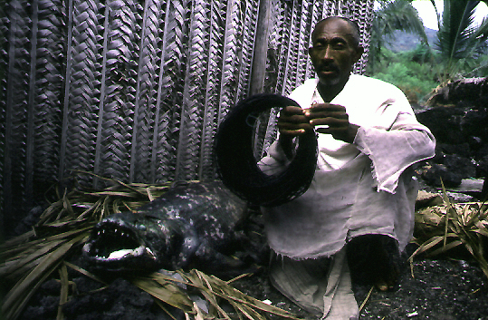 fisherman with coelacanth